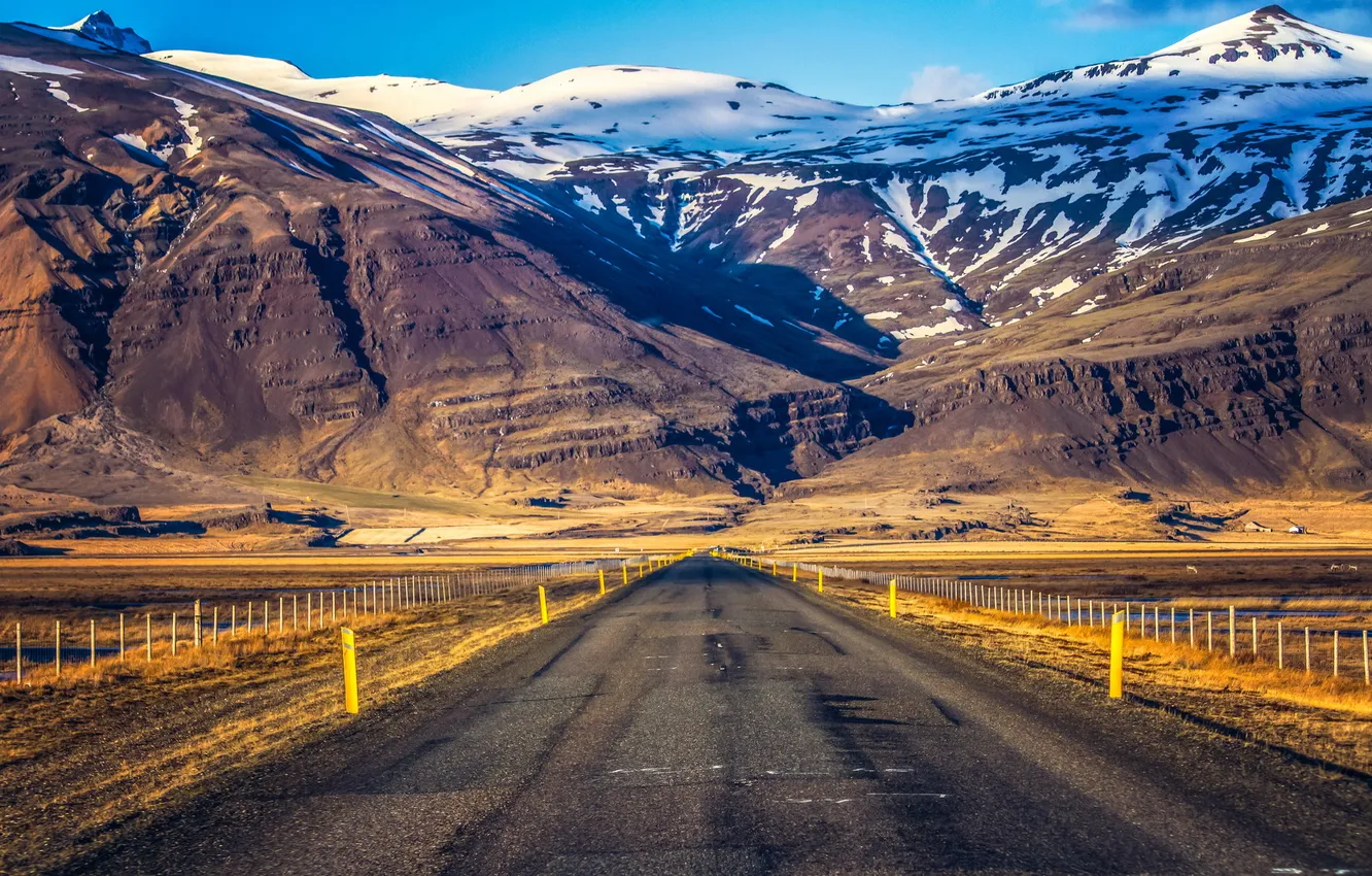 Photo wallpaper road, mountains, nature