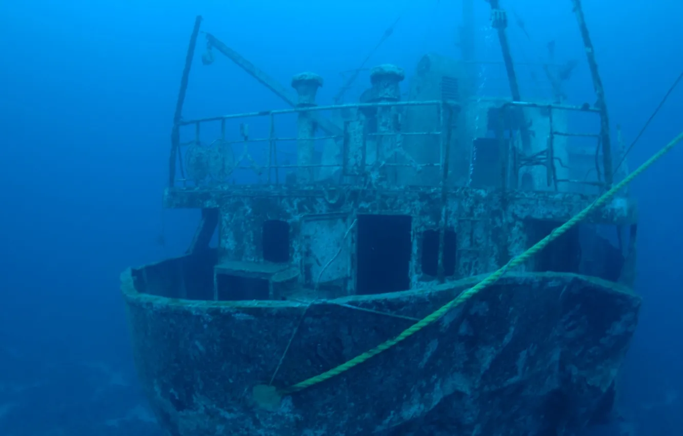 Photo wallpaper water, ship, sank, under water