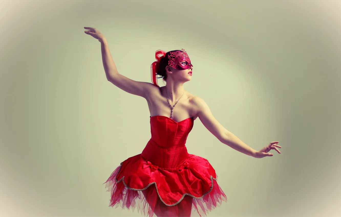 Photo wallpaper red, girl, dress, style, beauty, dance, dancer, hands