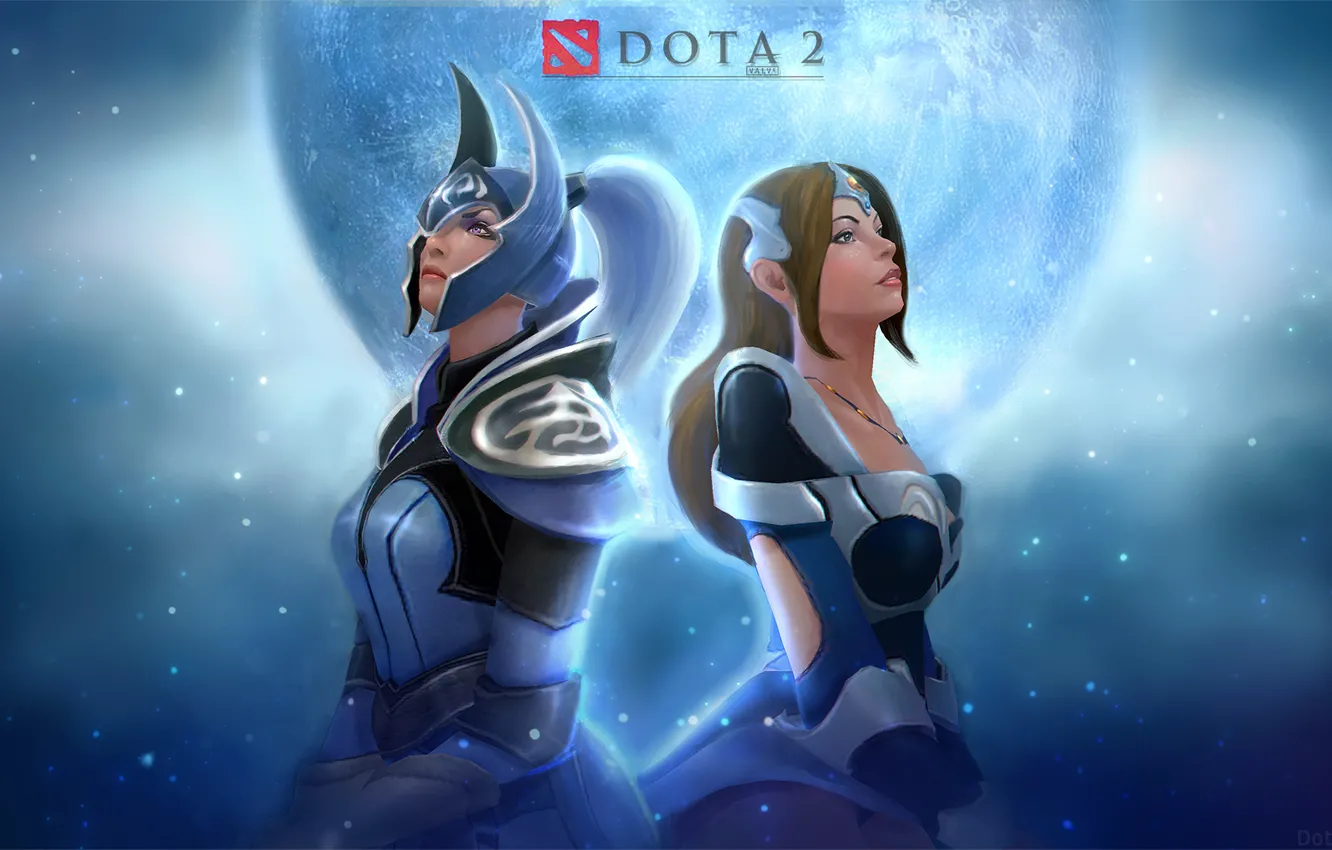 Photo wallpaper girl, the moon, hero, DotA 2, Mirana