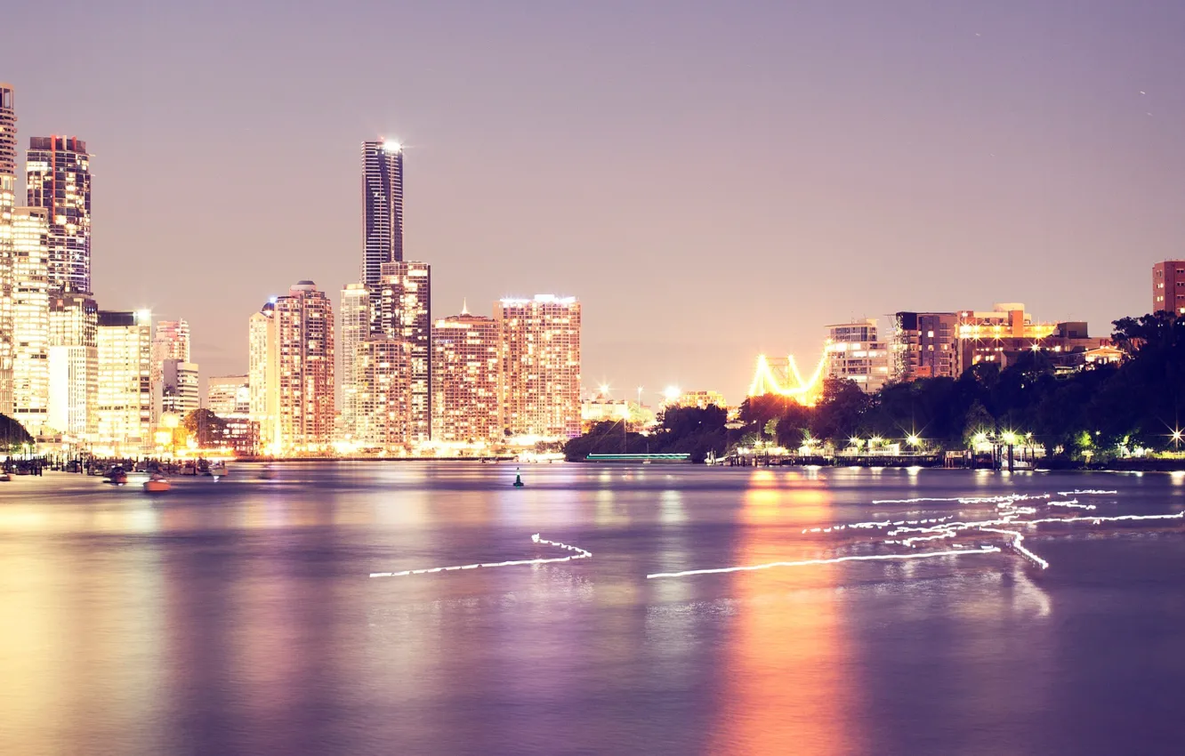 Photo wallpaper night, the city, lights, building, skyscrapers