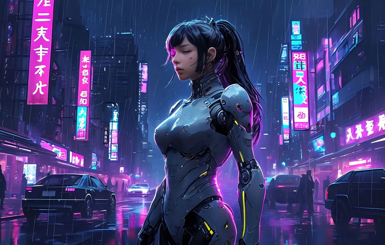 Photo wallpaper girl, robot, portrait