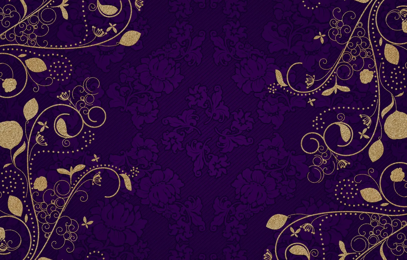 Photo wallpaper gold, pattern, texture, purple, vintage