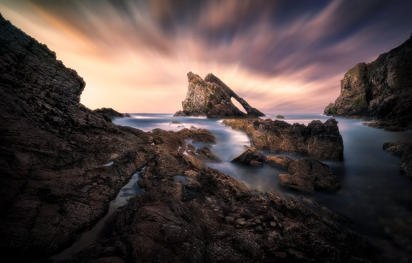 Photo wallpaper rocks, coast, Scotland, Bow Fiddle Rock