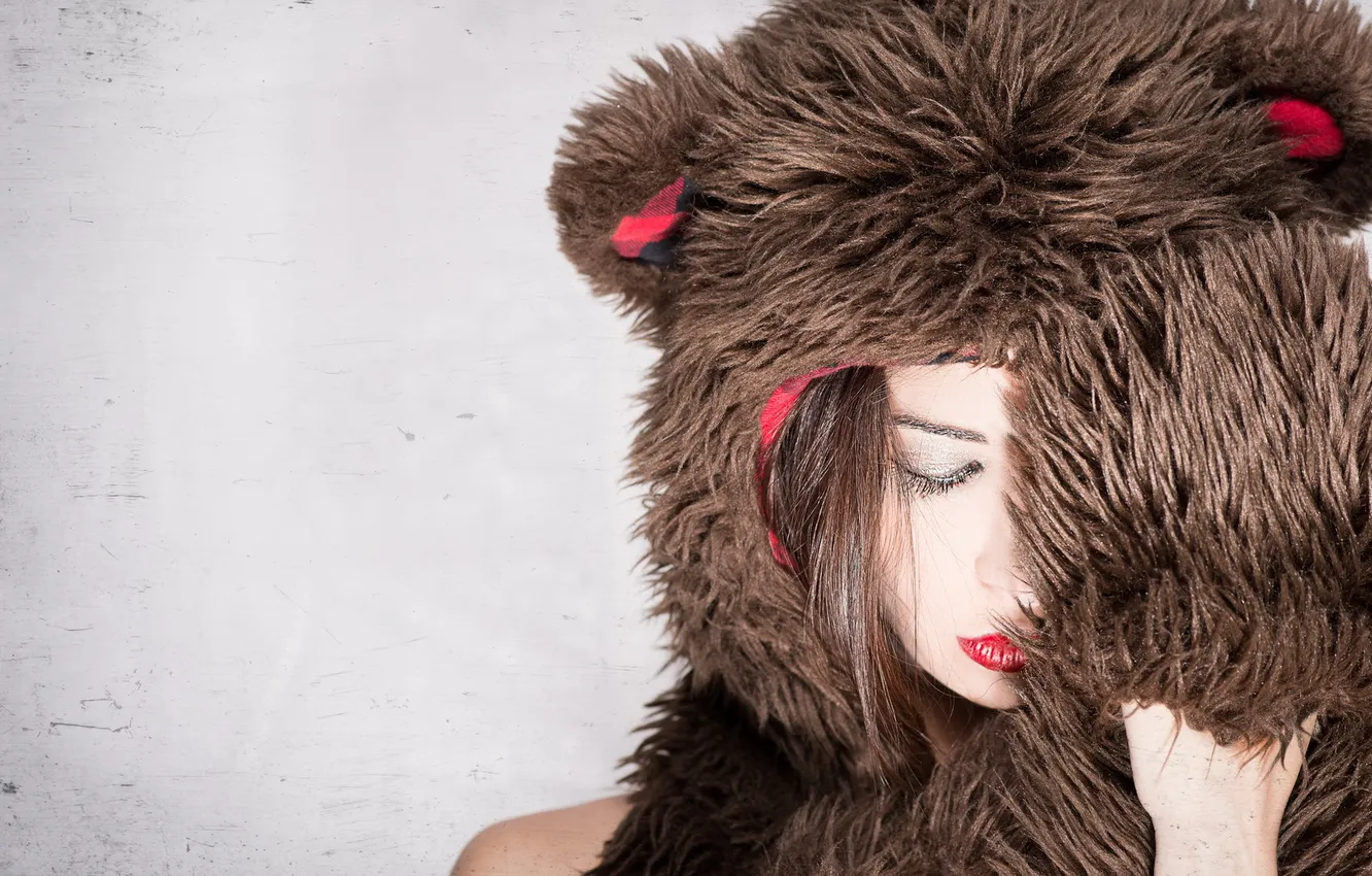 Photo wallpaper girl, background, bear
