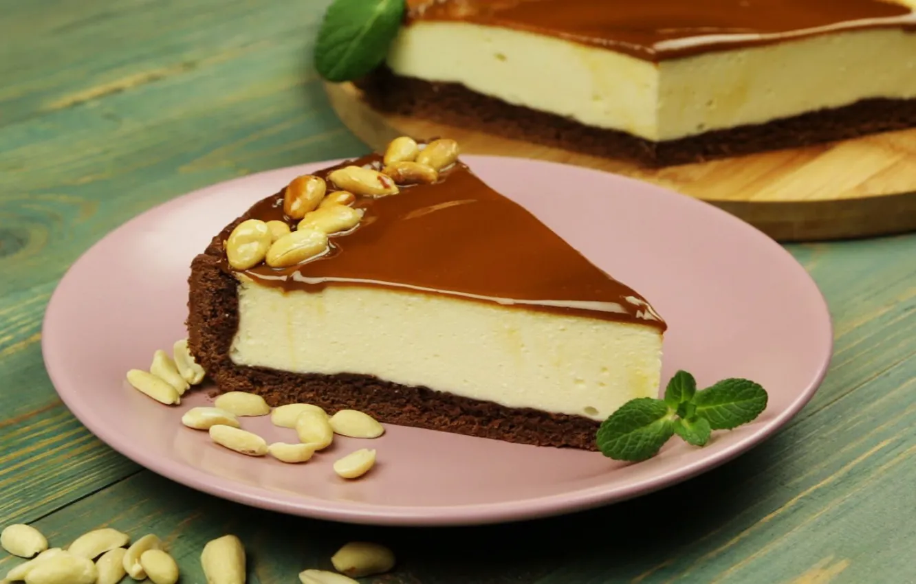 Photo wallpaper chocolate, nuts, cheesecake