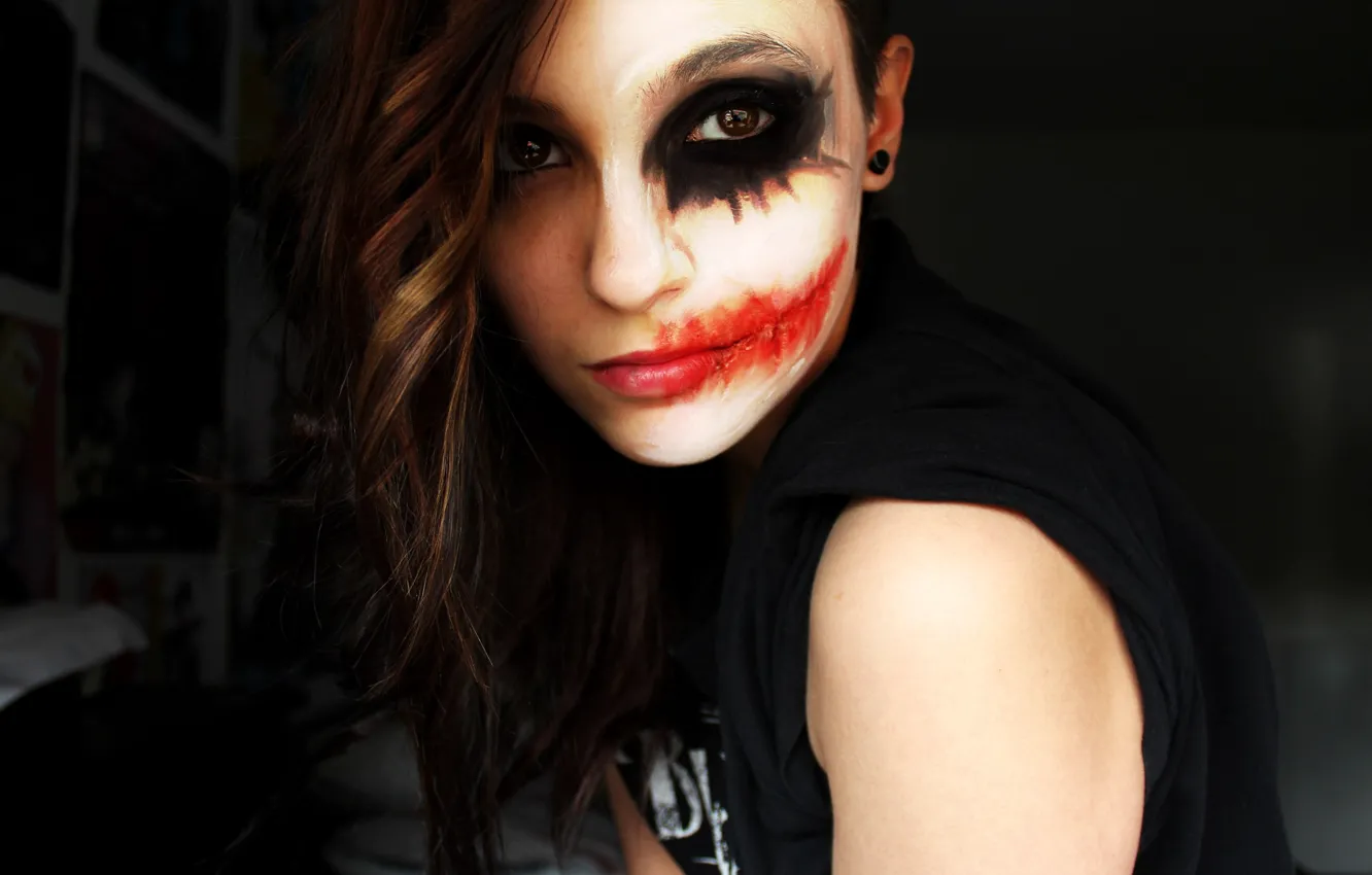 Photo wallpaper look, girl, room, Joker, hair