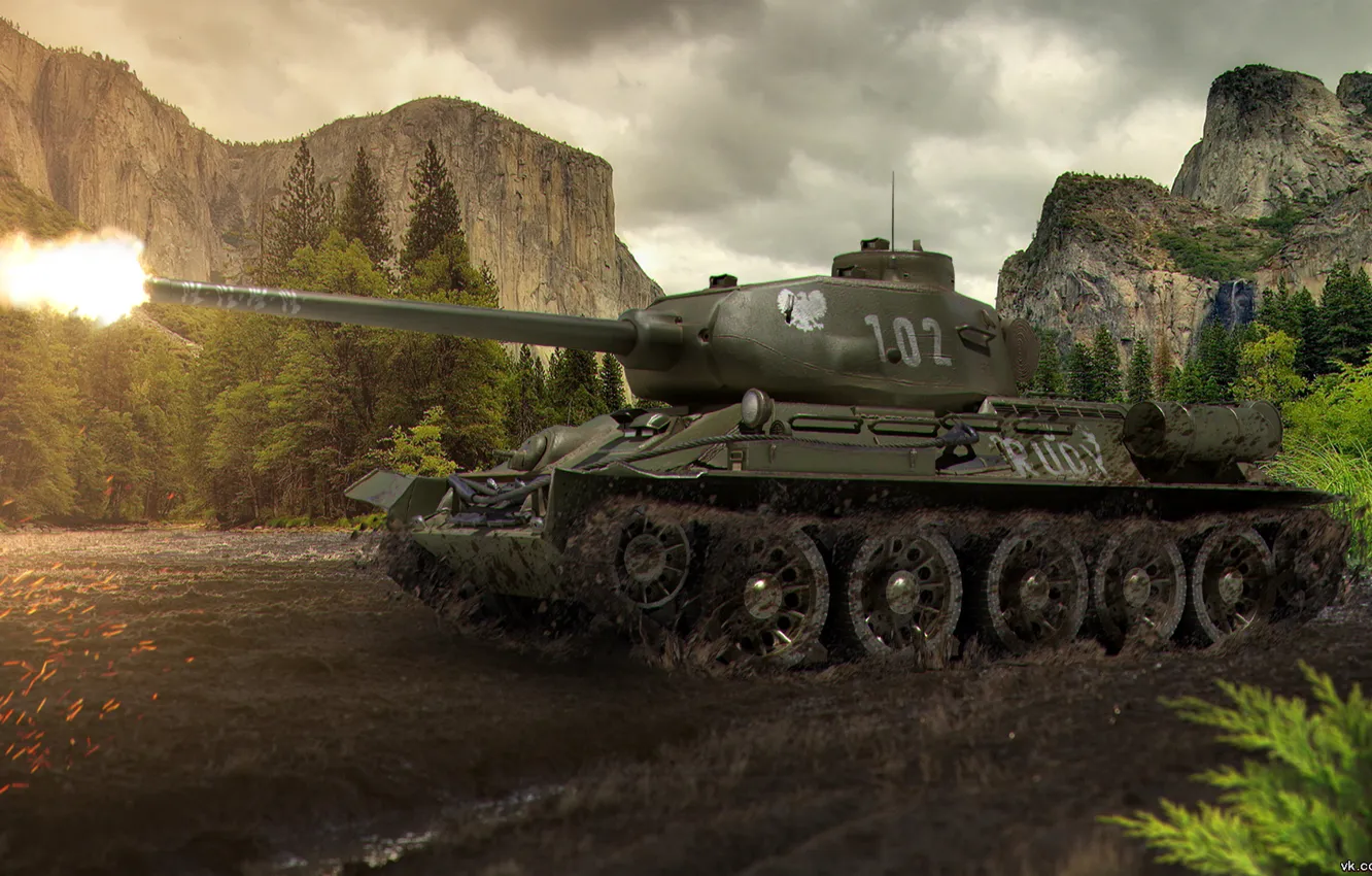 Photo wallpaper Game, game, Tank, weapon, T-34, world of tanks, tank, World Of Tanks