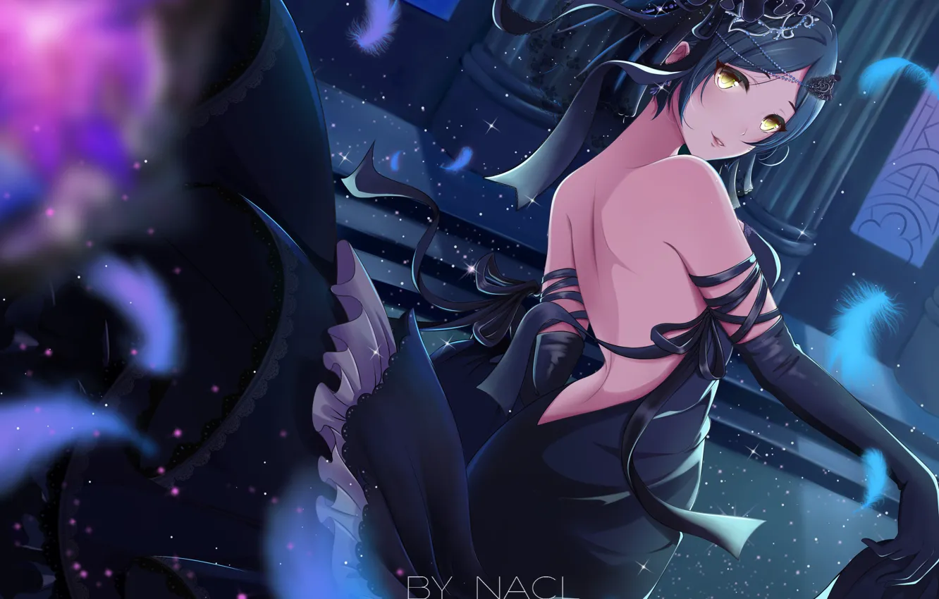 Photo wallpaper girl, anime, feathers, dress, IdolM@ster