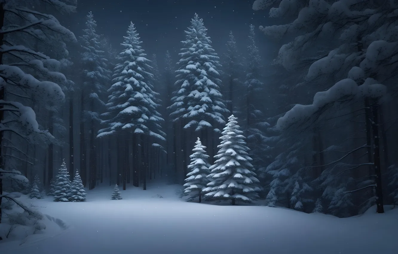 Photo wallpaper winter, frost, forest, snow, trees, nature, winter, tree