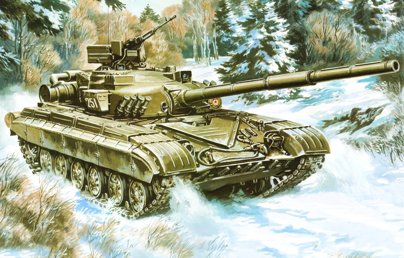 Photo wallpaper figure, tank, USSR, T-64B, MBT