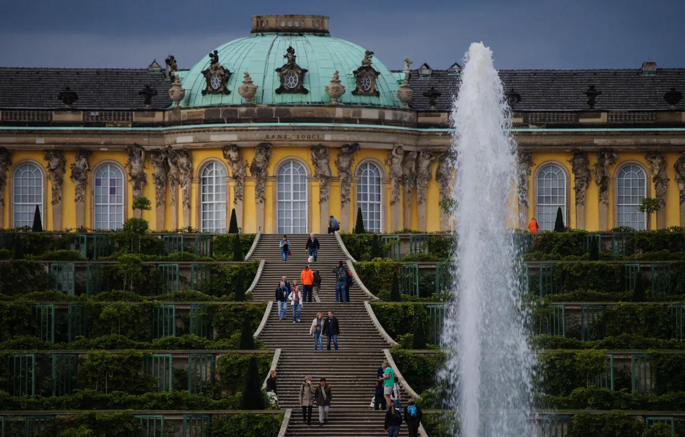 Photo wallpaper Germany, stage, fountain, Palace, Potsdam, Sanssouci