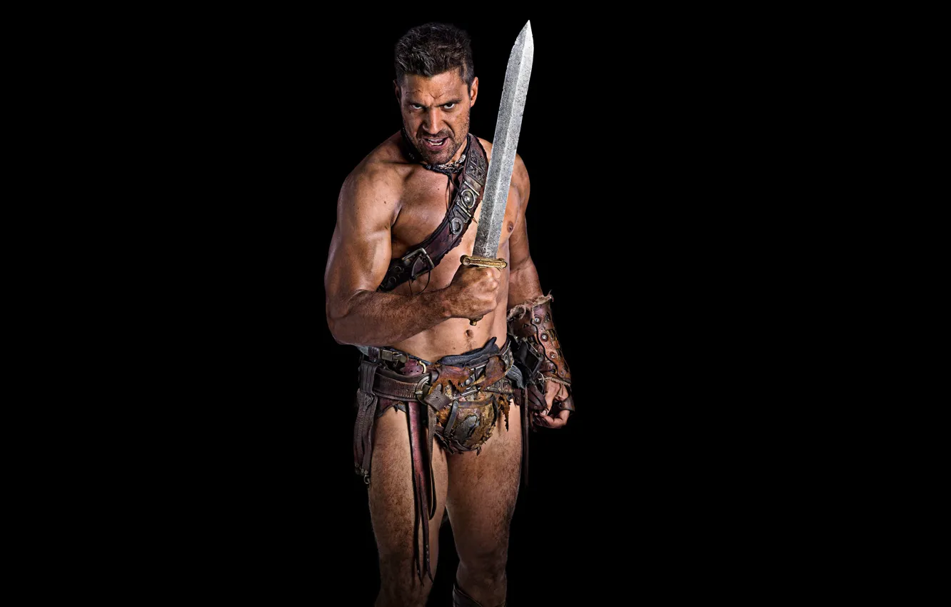 Photo wallpaper background, Spartacus, Blood and Sand, Gladiator, TV series, historical, Spartacus, Manu Bennett