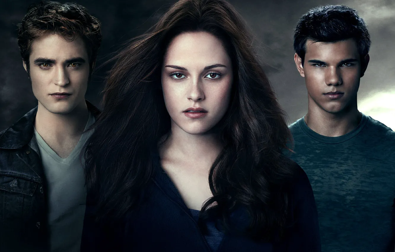 Photo wallpaper Kristen Stewart, twilight, Saga. Eclipse, Taylor Lautner, Robert Pattinson