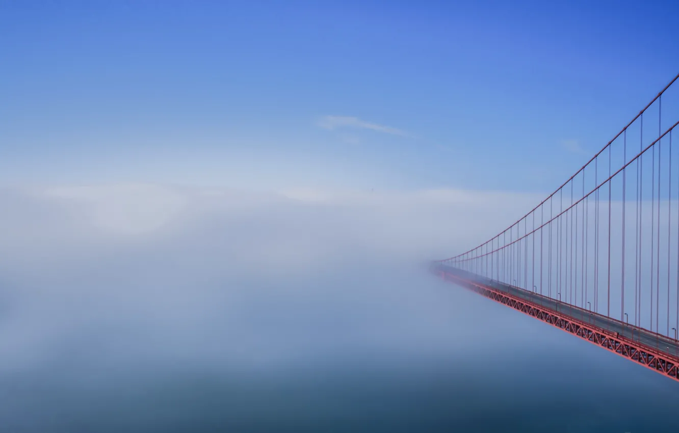 Photo wallpaper bridge, fog, morning