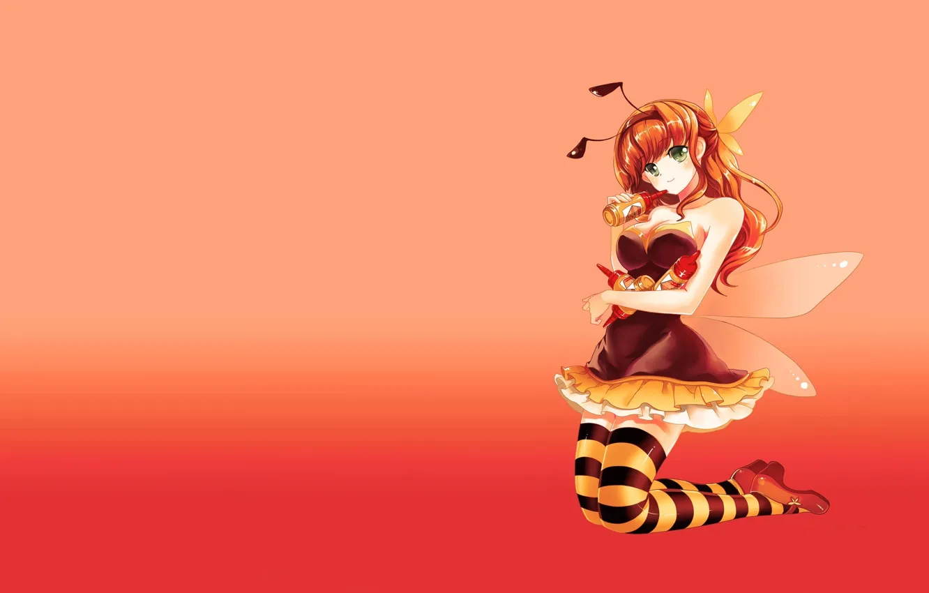 Photo wallpaper girl, bee, anime, art, costume, bee