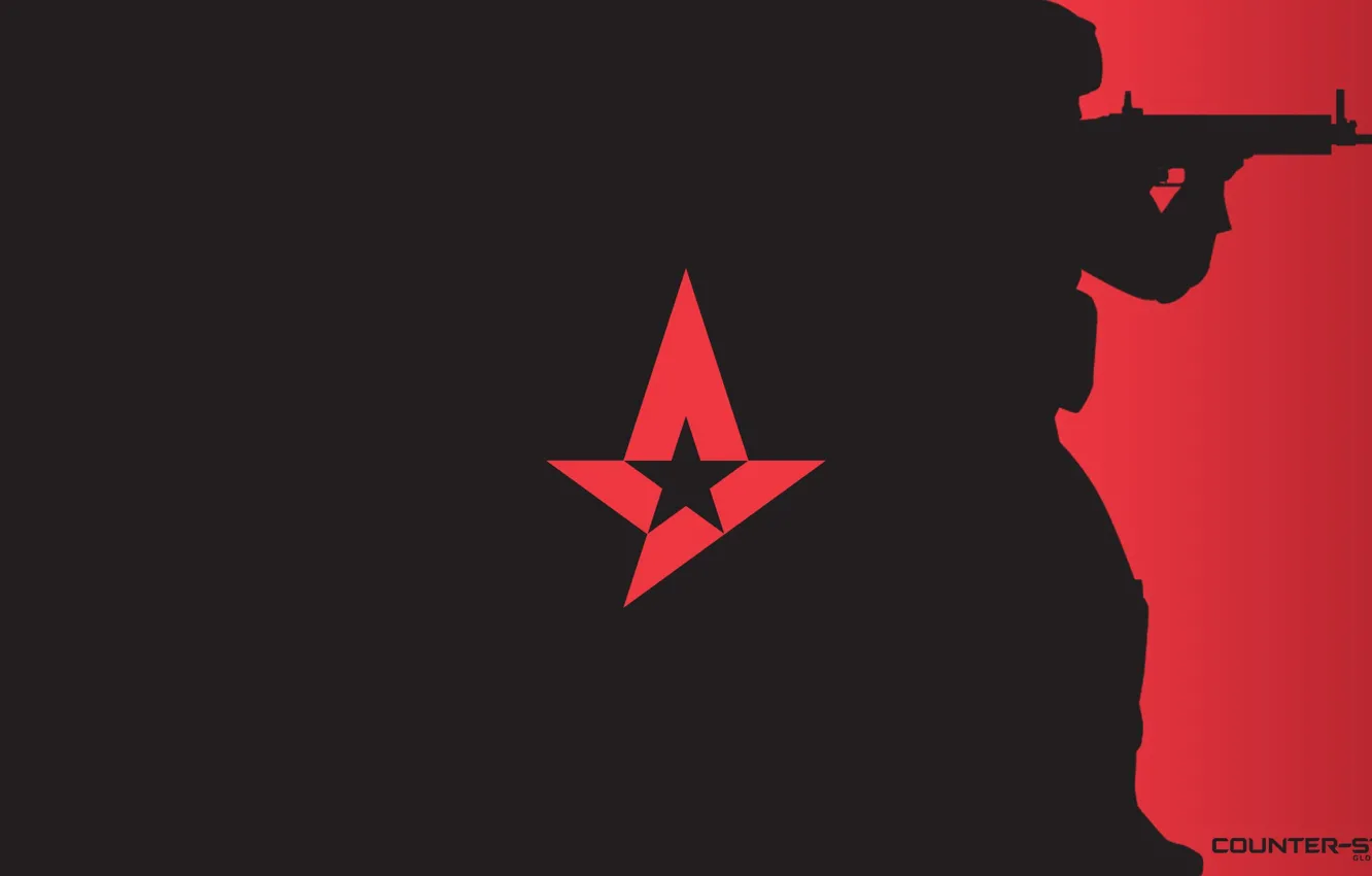 Photo wallpaper weapons, minimalism, logo, red background, special forces, counter-strike, csgo, cs go