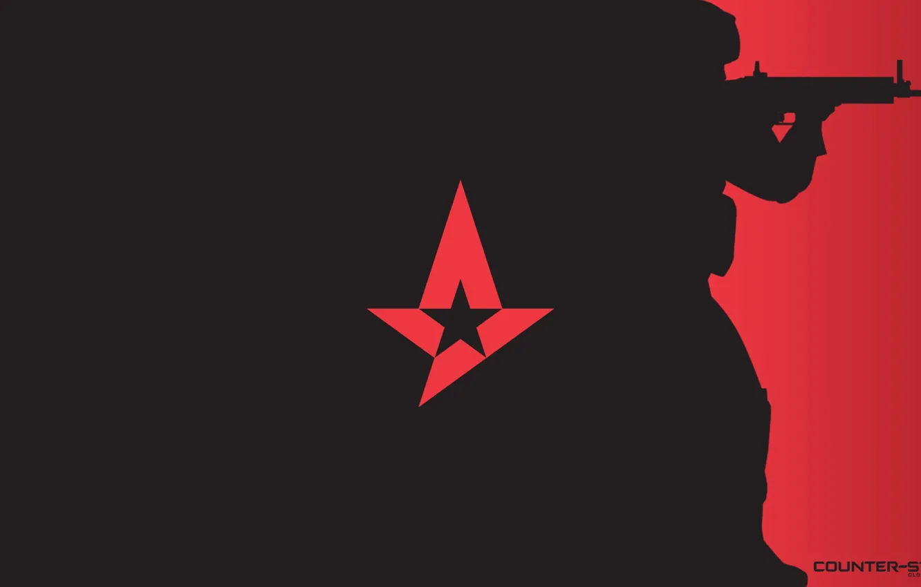 Photo wallpaper weapons, minimalism, logo, red background, special forces, Counter-Strike, csgo, Astralis