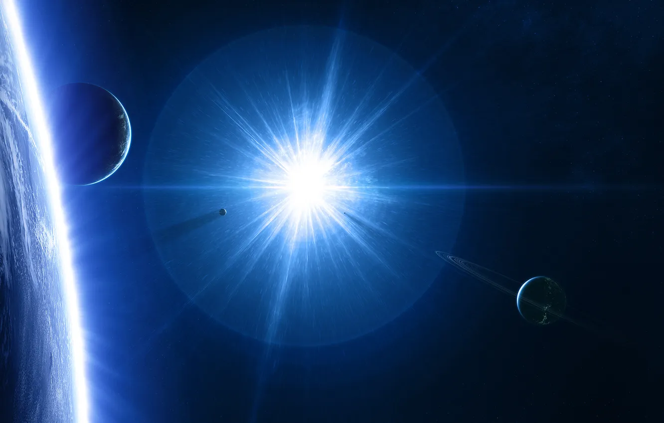 Photo wallpaper stars, light, space, stars, planets