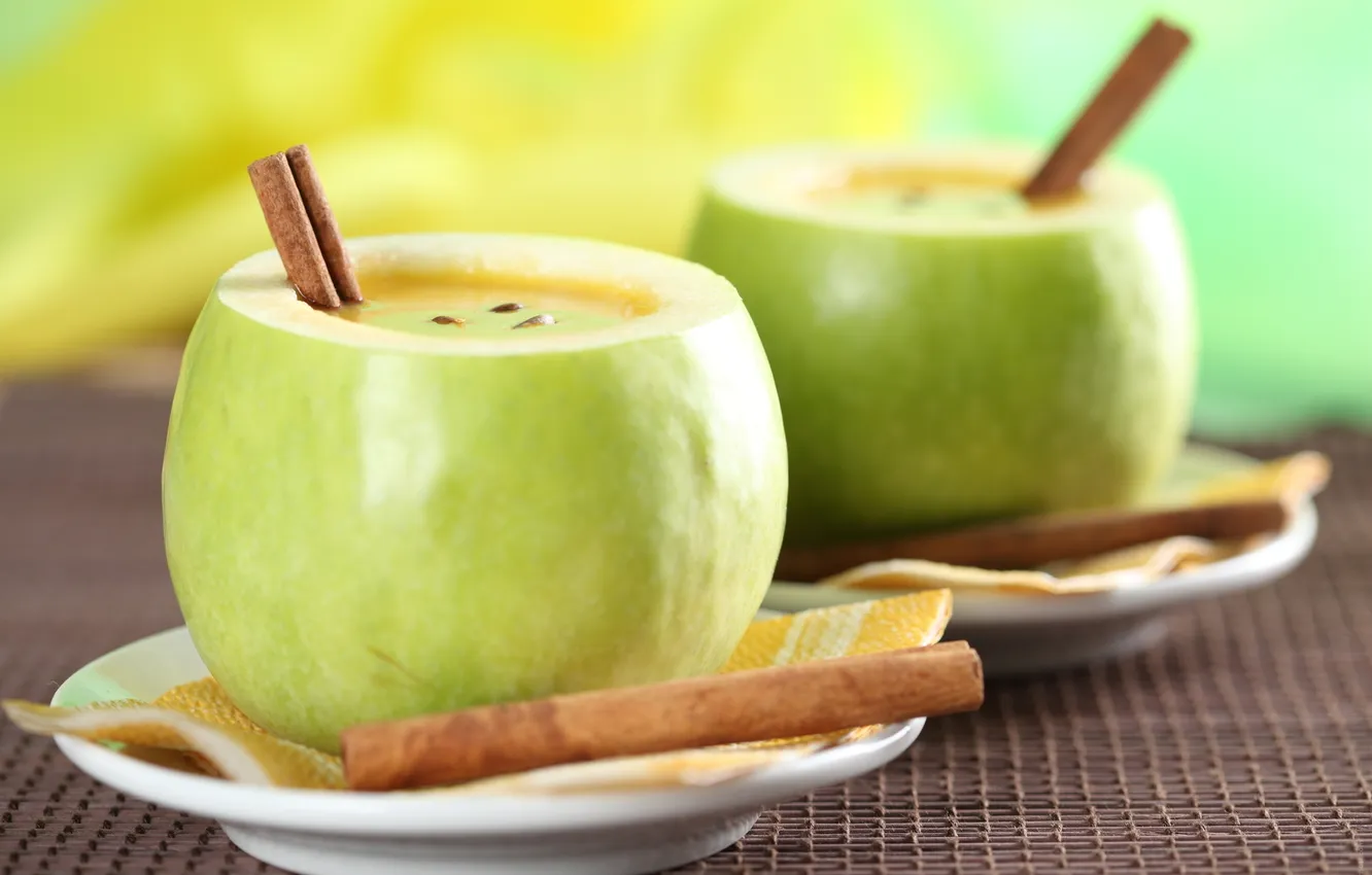 Photo wallpaper apples, cinnamon, dessert