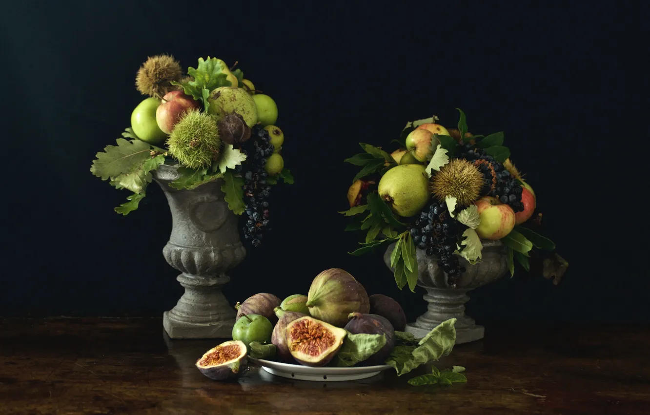 Photo wallpaper apples, fruit, pear, chestnuts, figs
