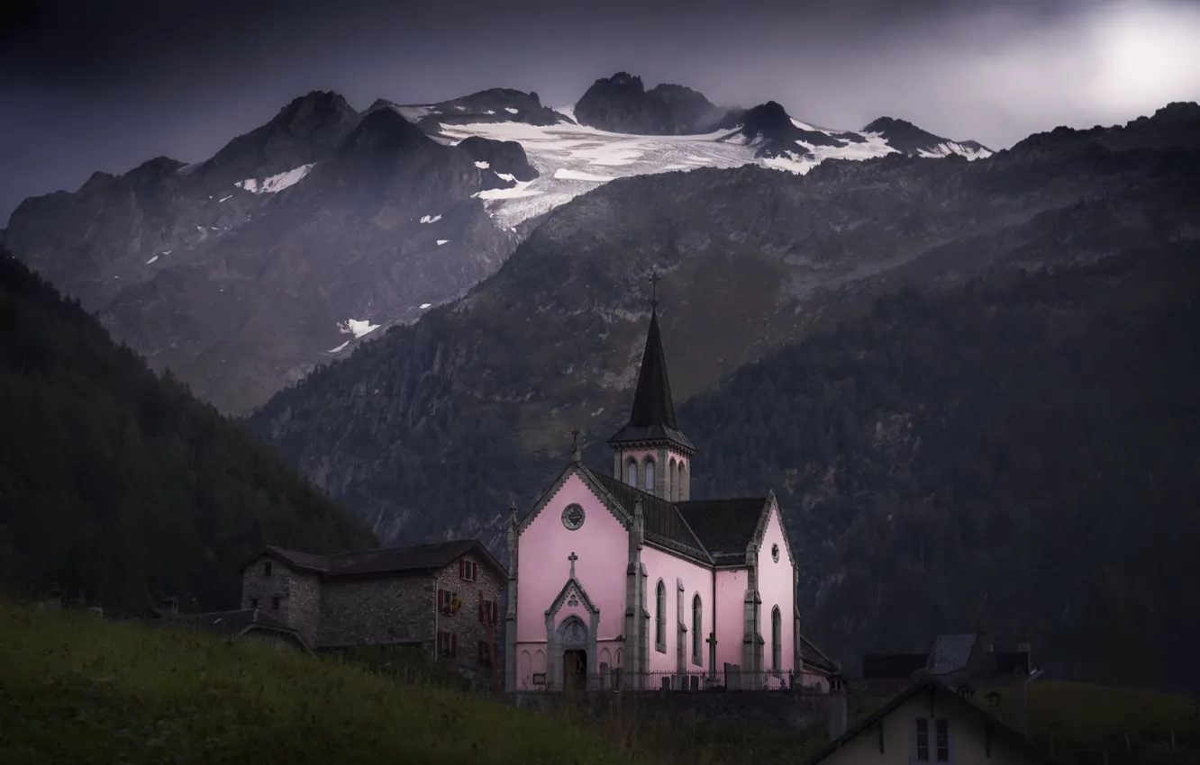 Photo wallpaper mountains, nature, temple