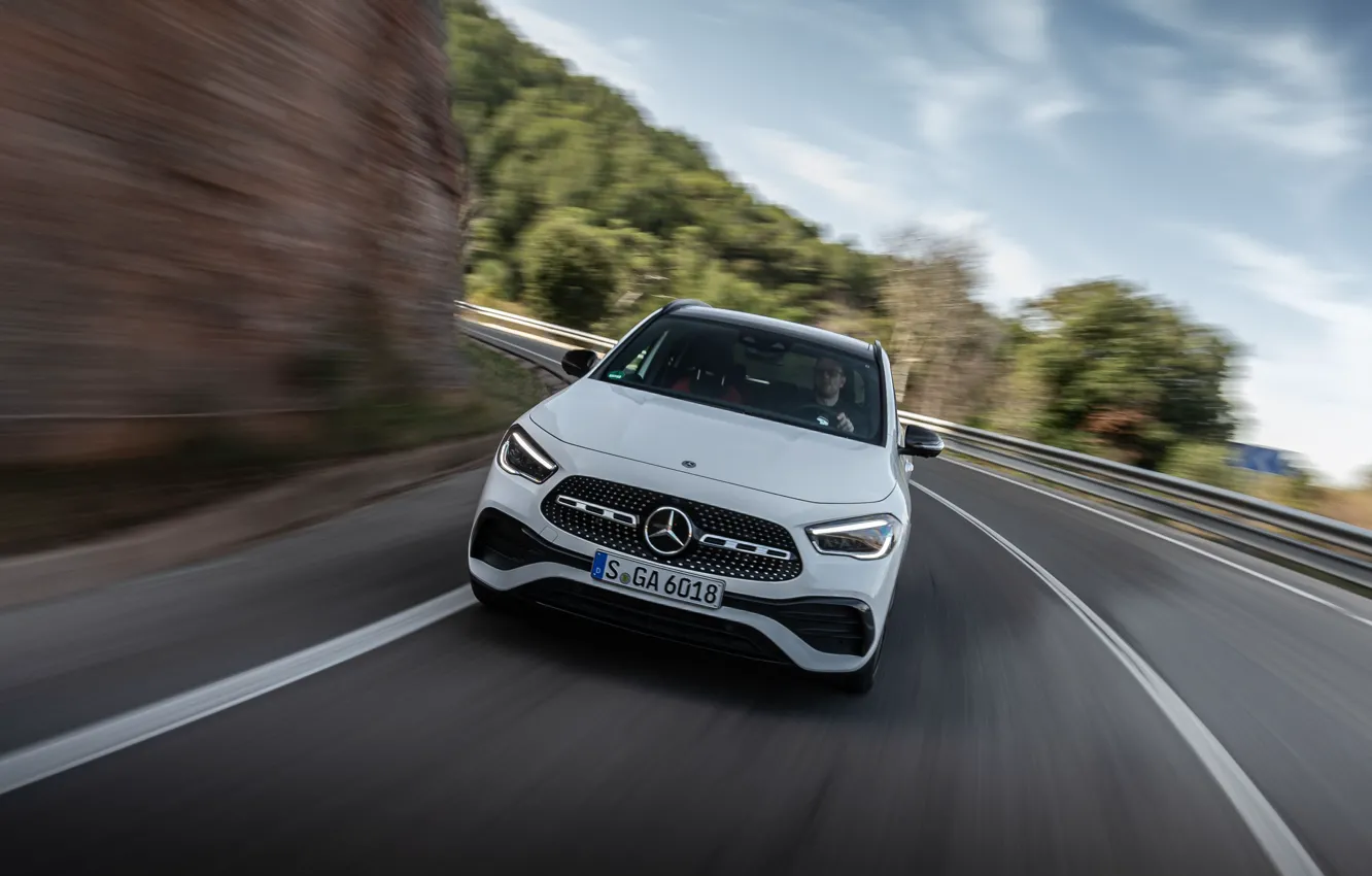 Photo wallpaper Mercedes-Benz, speed, crossover, GLA, 4MATIC, GLA-Class, 2020, AMG Line