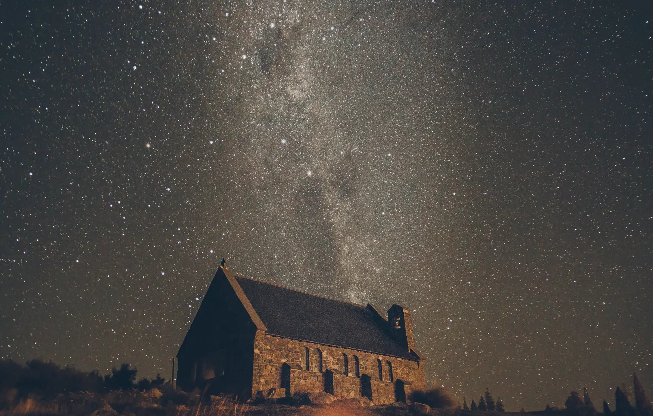 Photo wallpaper stars, Church, the milky way, secrets