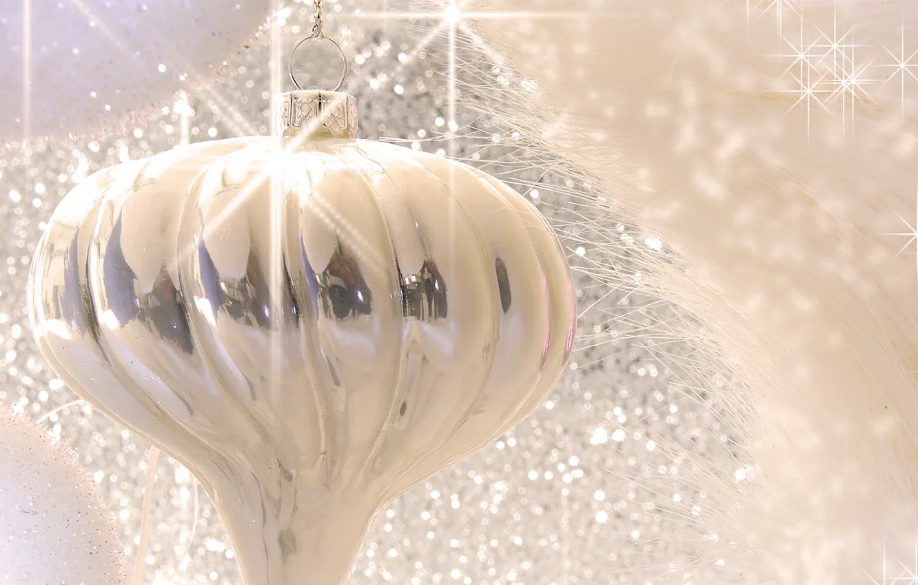Photo wallpaper white, New Year, Silver, ornament