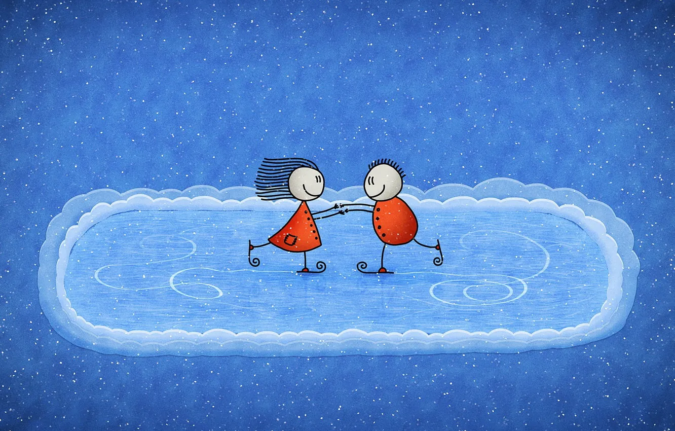 Photo wallpaper winter, snow, men, rink