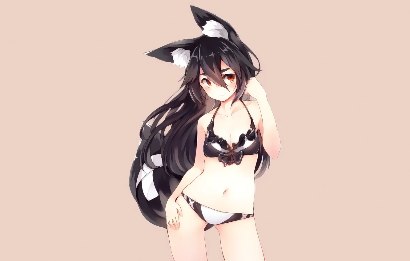 Photo wallpaper girl, sexy, cleavage, long hair, boobs, animal ears, anime, beautiful