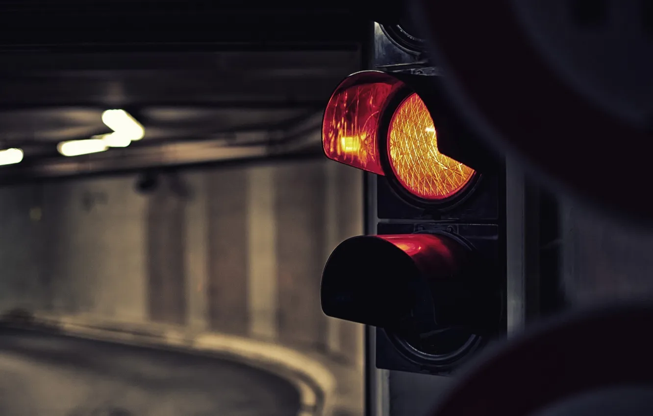 Photo wallpaper light, the tunnel, traffic light