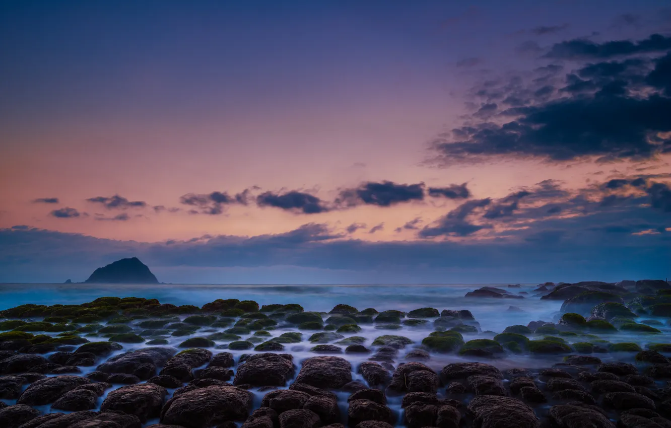 Wallpaper rock, stones, the ocean, dawn, Taiwan for mobile and desktop ...