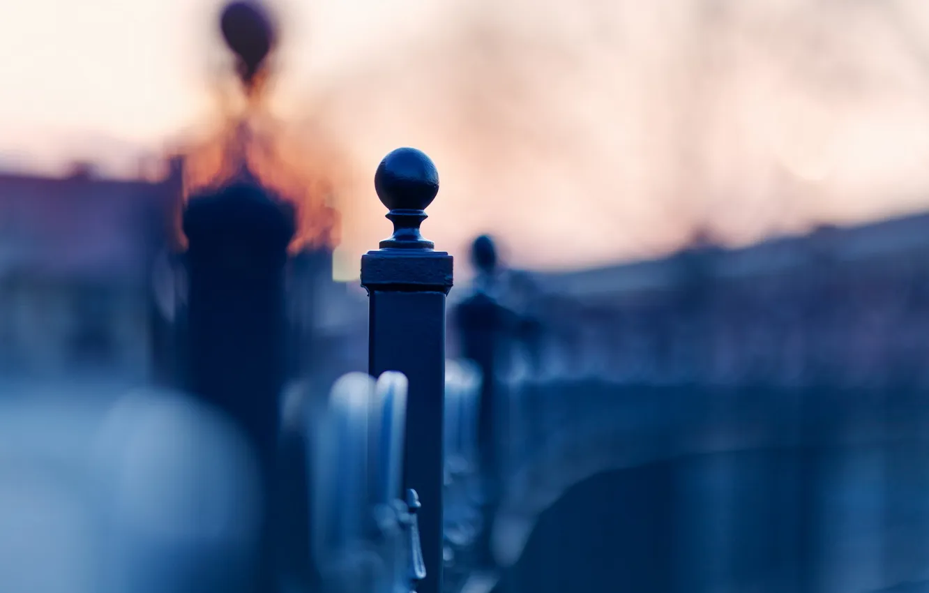 Photo wallpaper macro, street, the fence