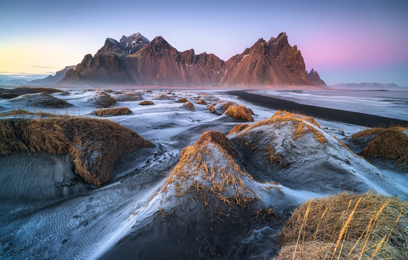 Photo wallpaper mountains, nature, shore