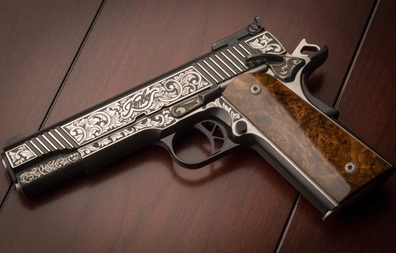 Photo wallpaper gun, weapons, background, patterns, Custom, Kimber