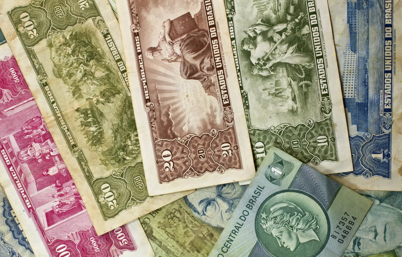 Photo wallpaper paper, money, old, bills