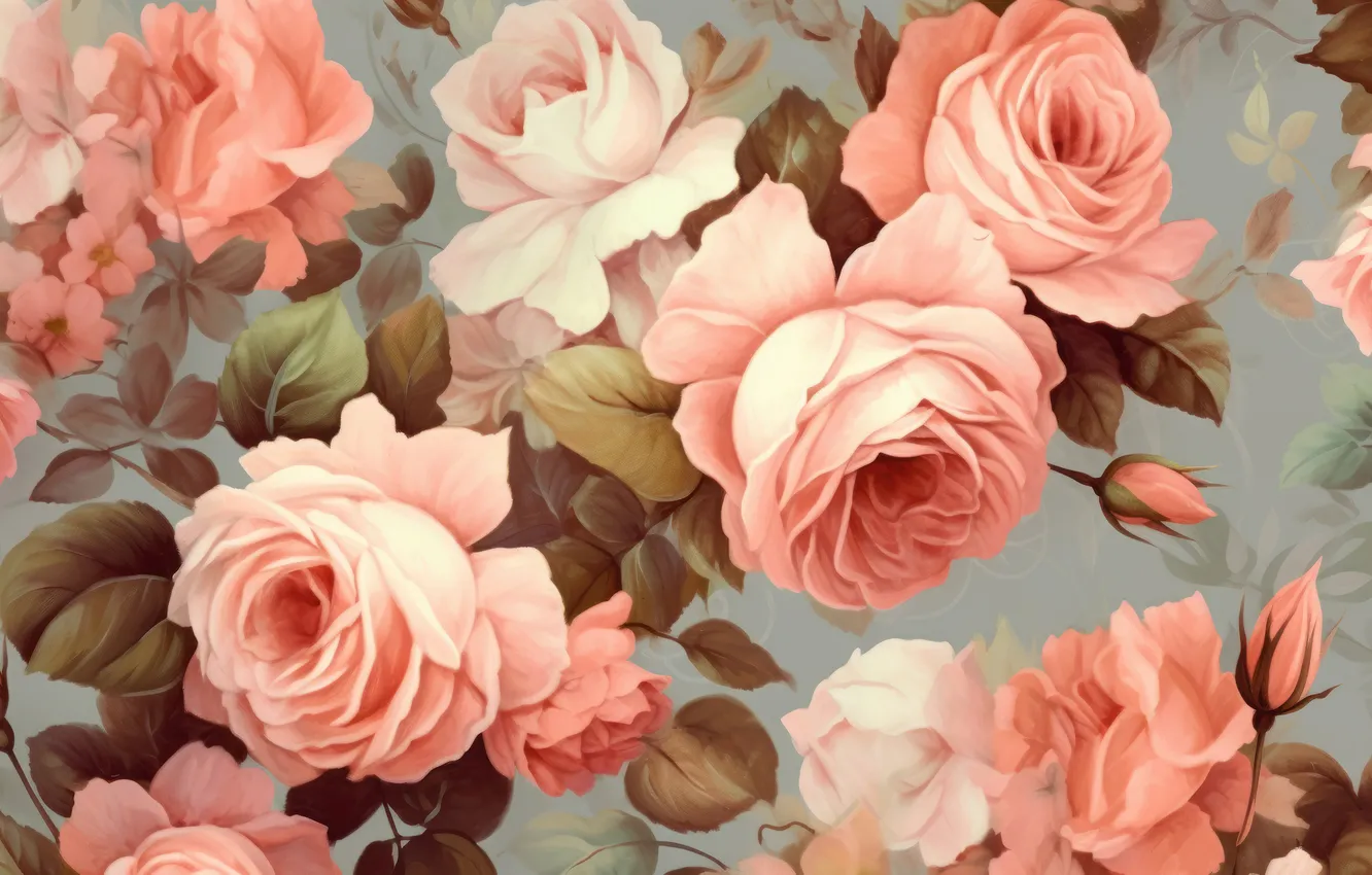 Photo wallpaper flowers, birthday, holiday, roses, bouquet, texture, pink, Valentine's day