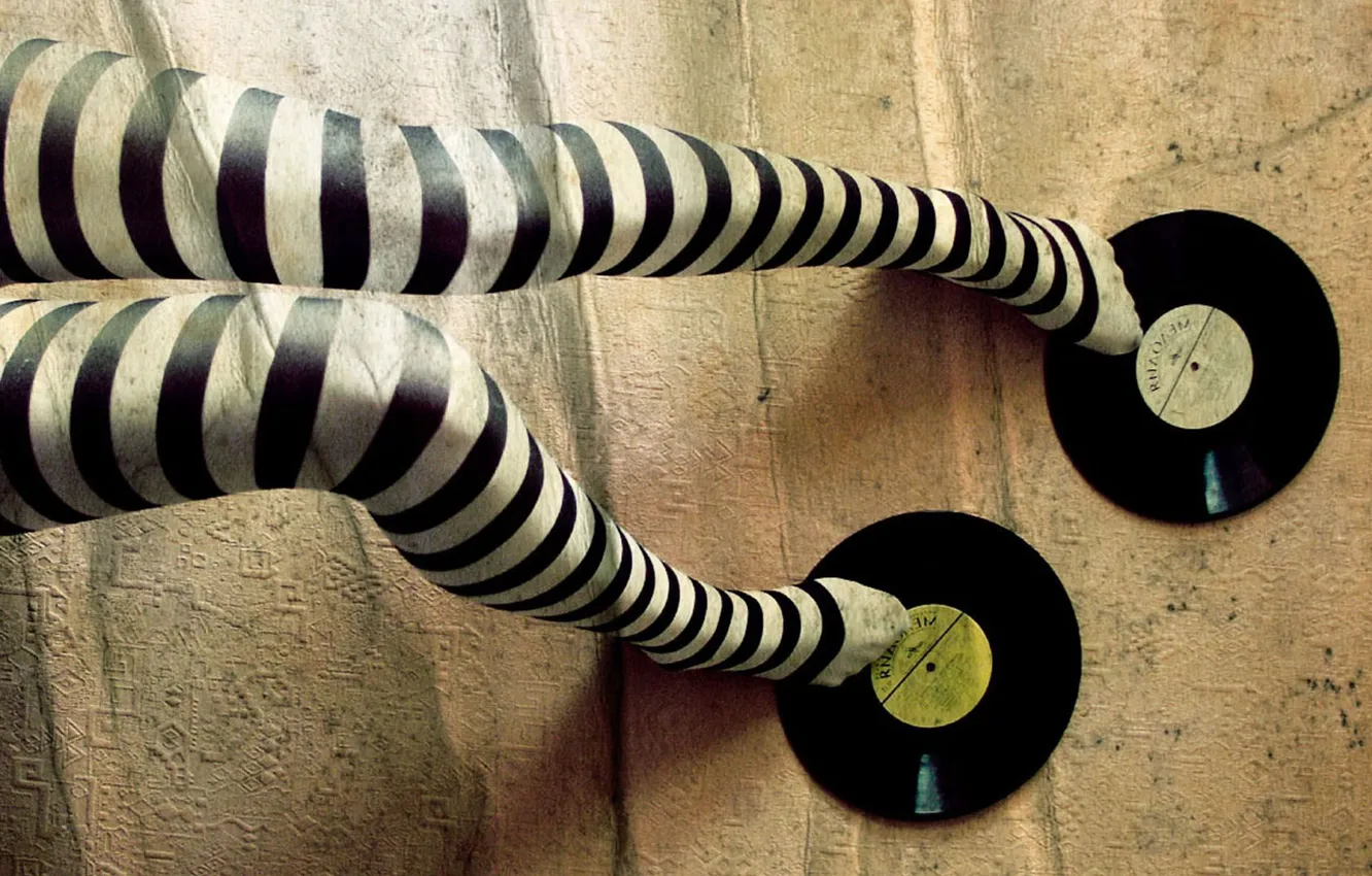 Photo wallpaper strip, feet, record, invisible, creative