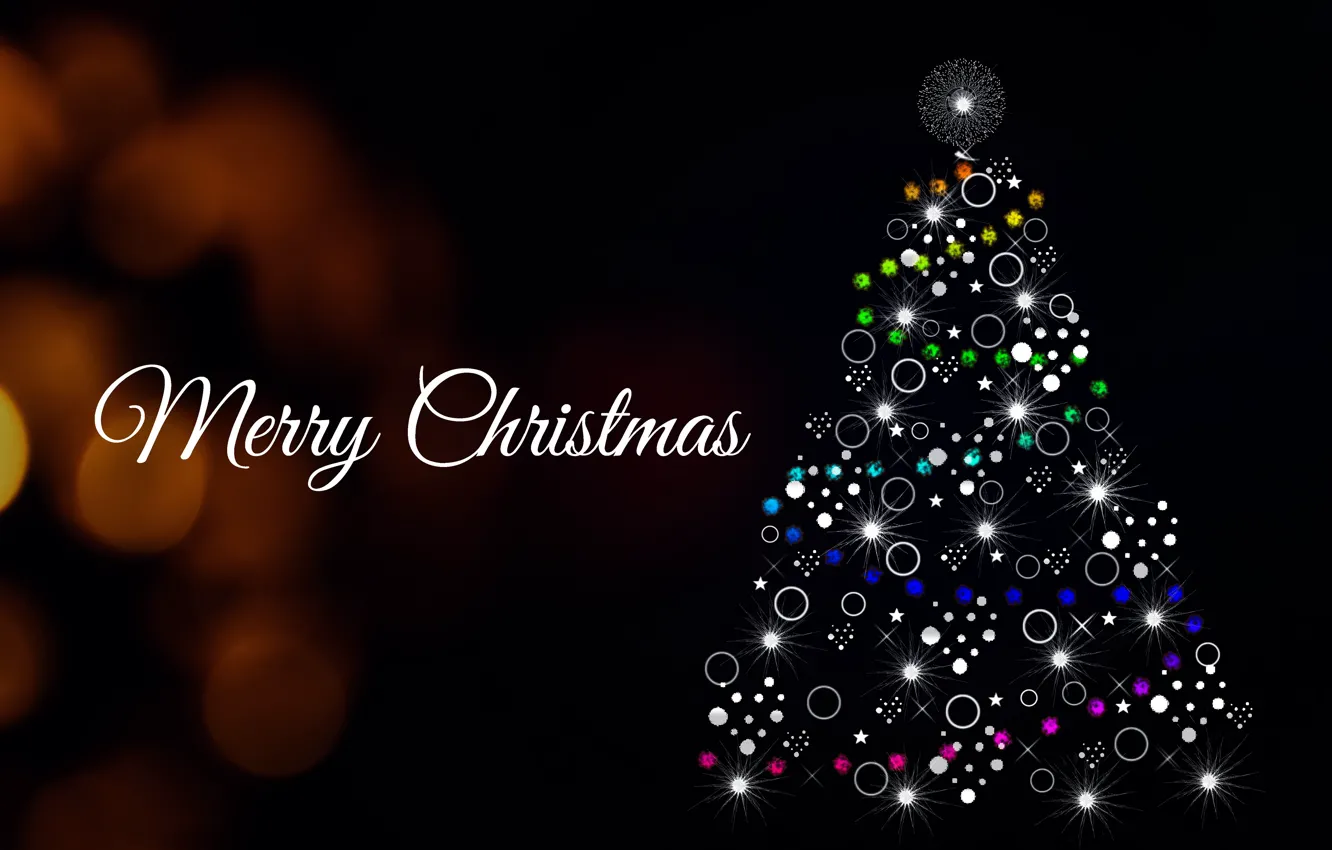 Photo wallpaper lights, lights, holiday, the inscription, graphics, tree, new year, vector