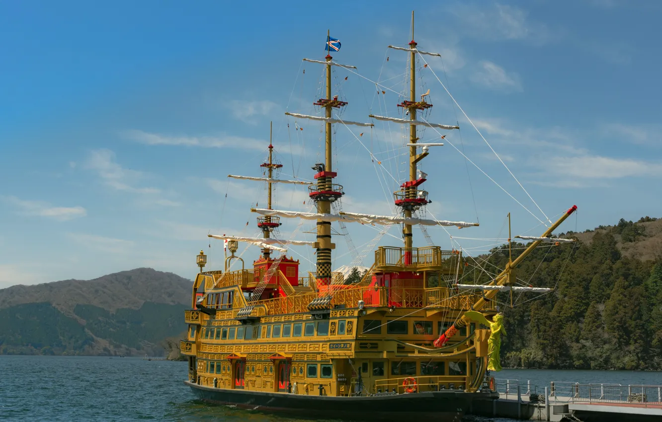 Photo wallpaper retro, sailboat, Queen Ashinoko