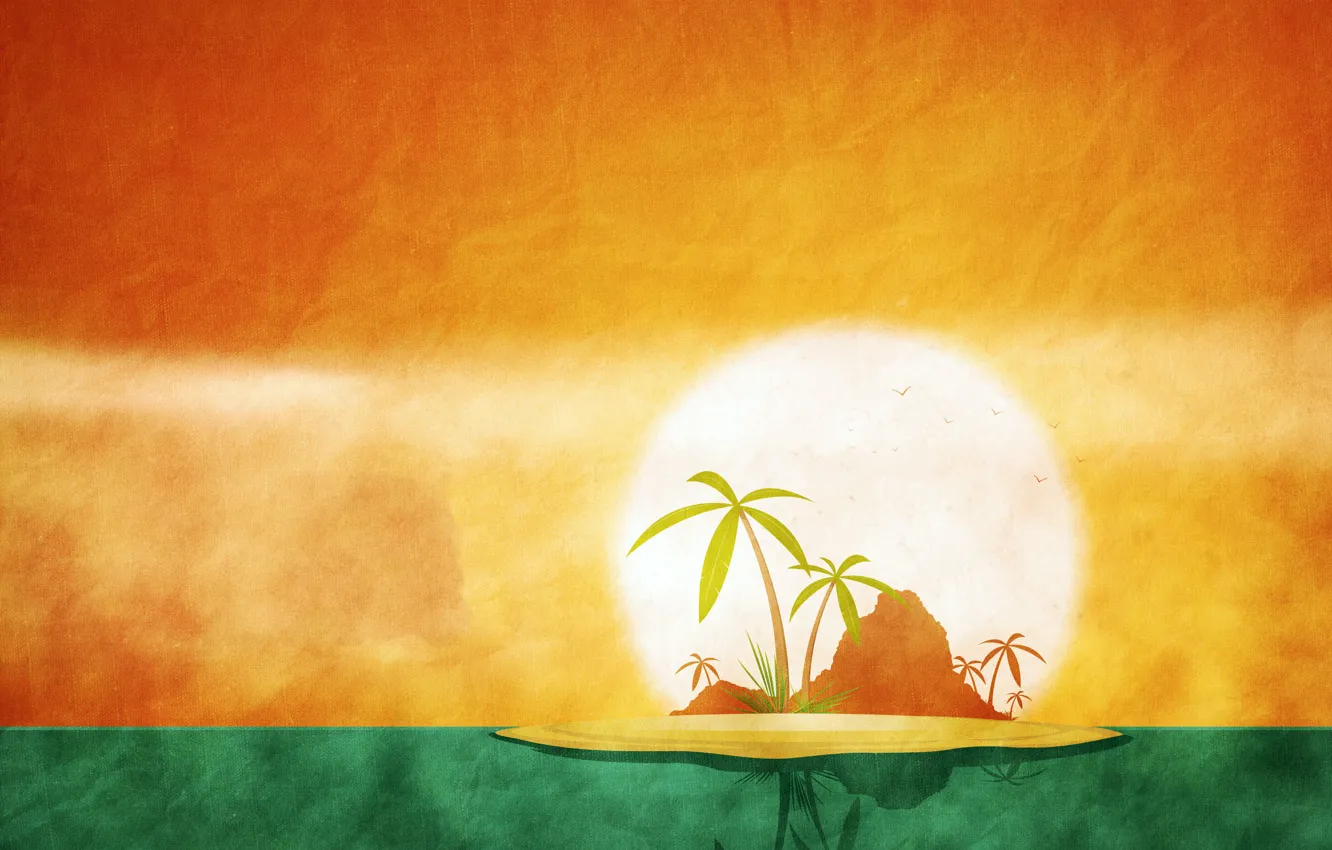 Photo wallpaper summer, the sun, palm trees, island, calendar, June