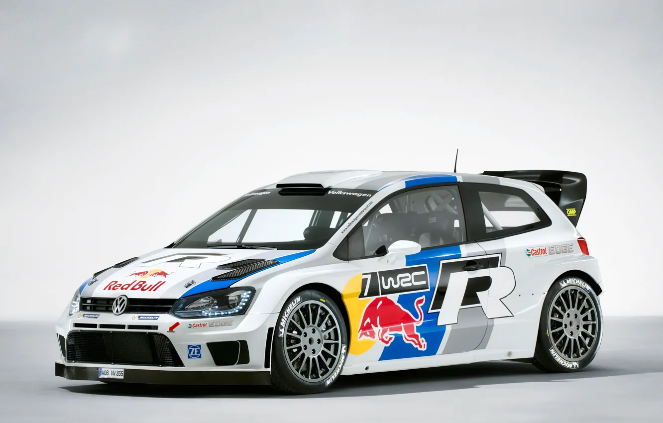 Photo wallpaper volkswagen, rally, wrc, polo, red bull, 2013