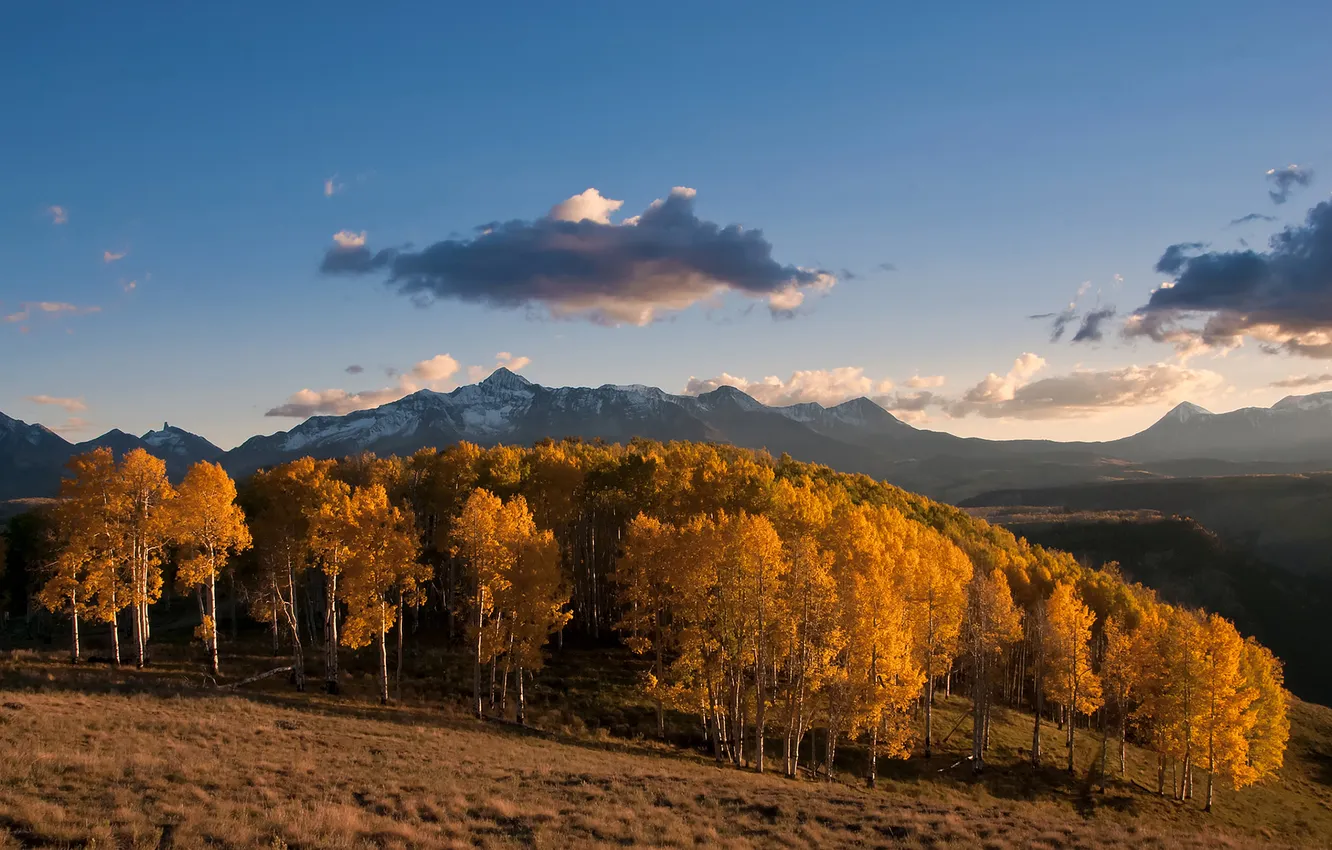Photo wallpaper sunset, autumn, mountain, fall