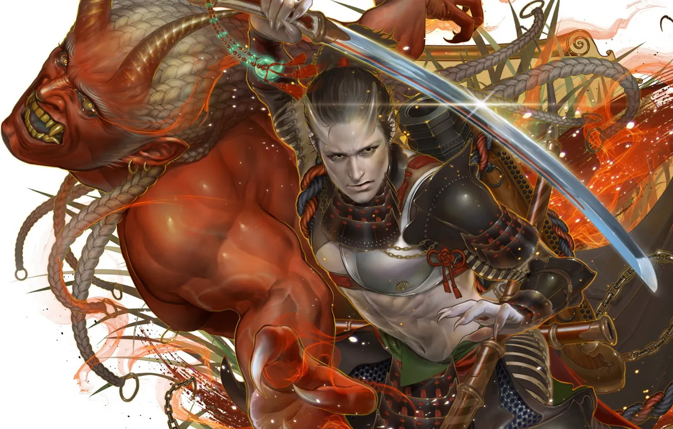 Photo wallpaper look, weapons, armor, the demon, warrior