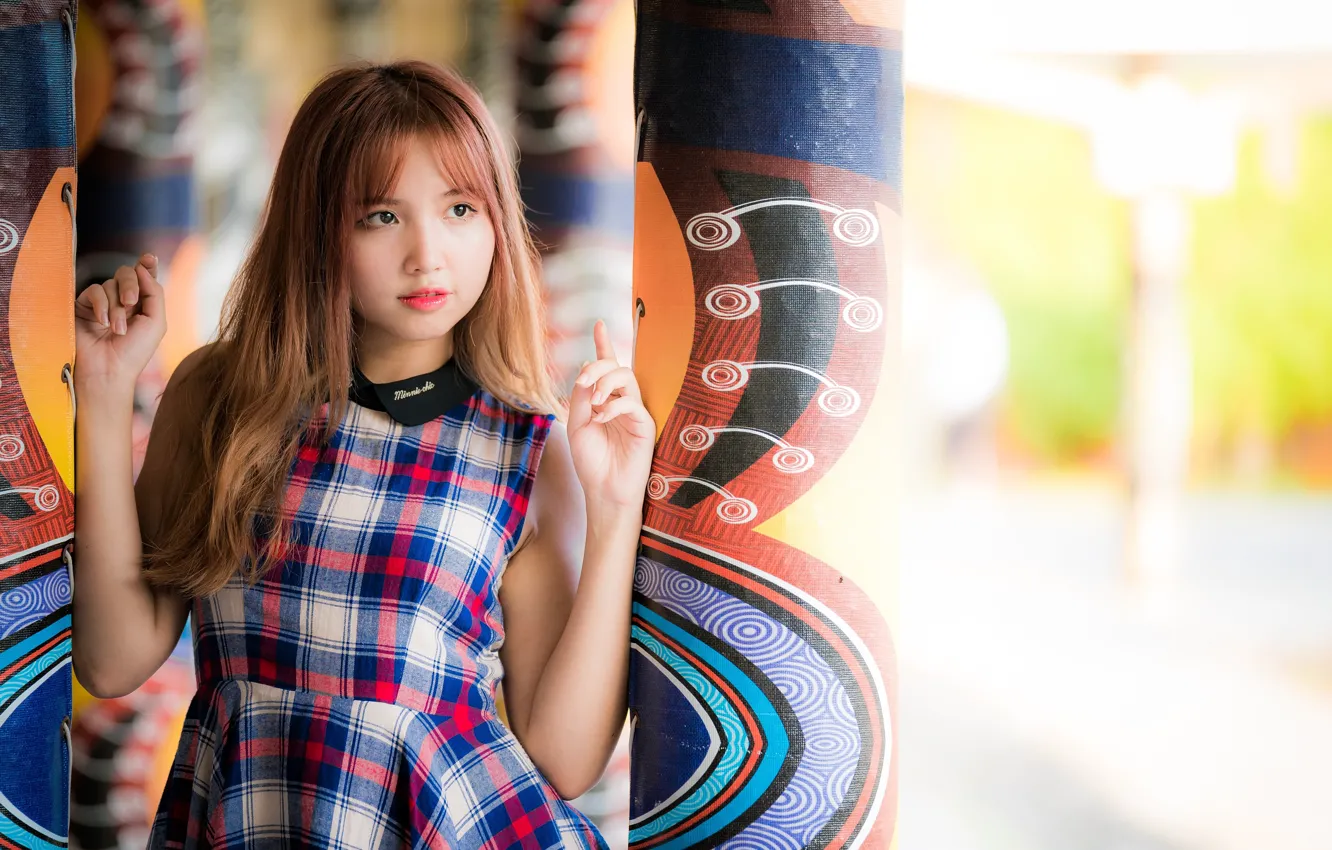 Photo wallpaper girl, Asian, cutie, bokeh