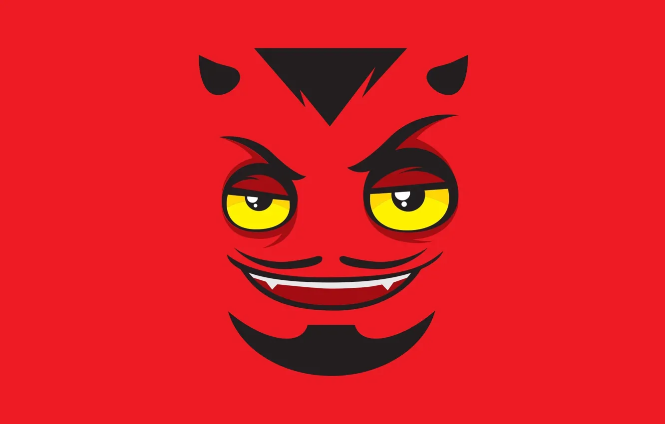 Photo wallpaper demon, red, devil, face, yellow eyes