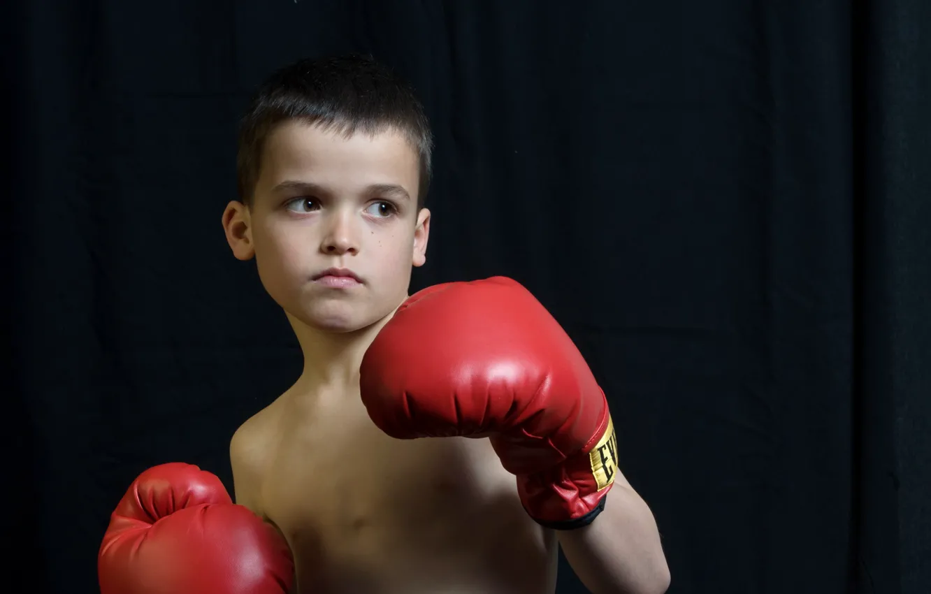 Photo wallpaper look, boy, gloves, boxer