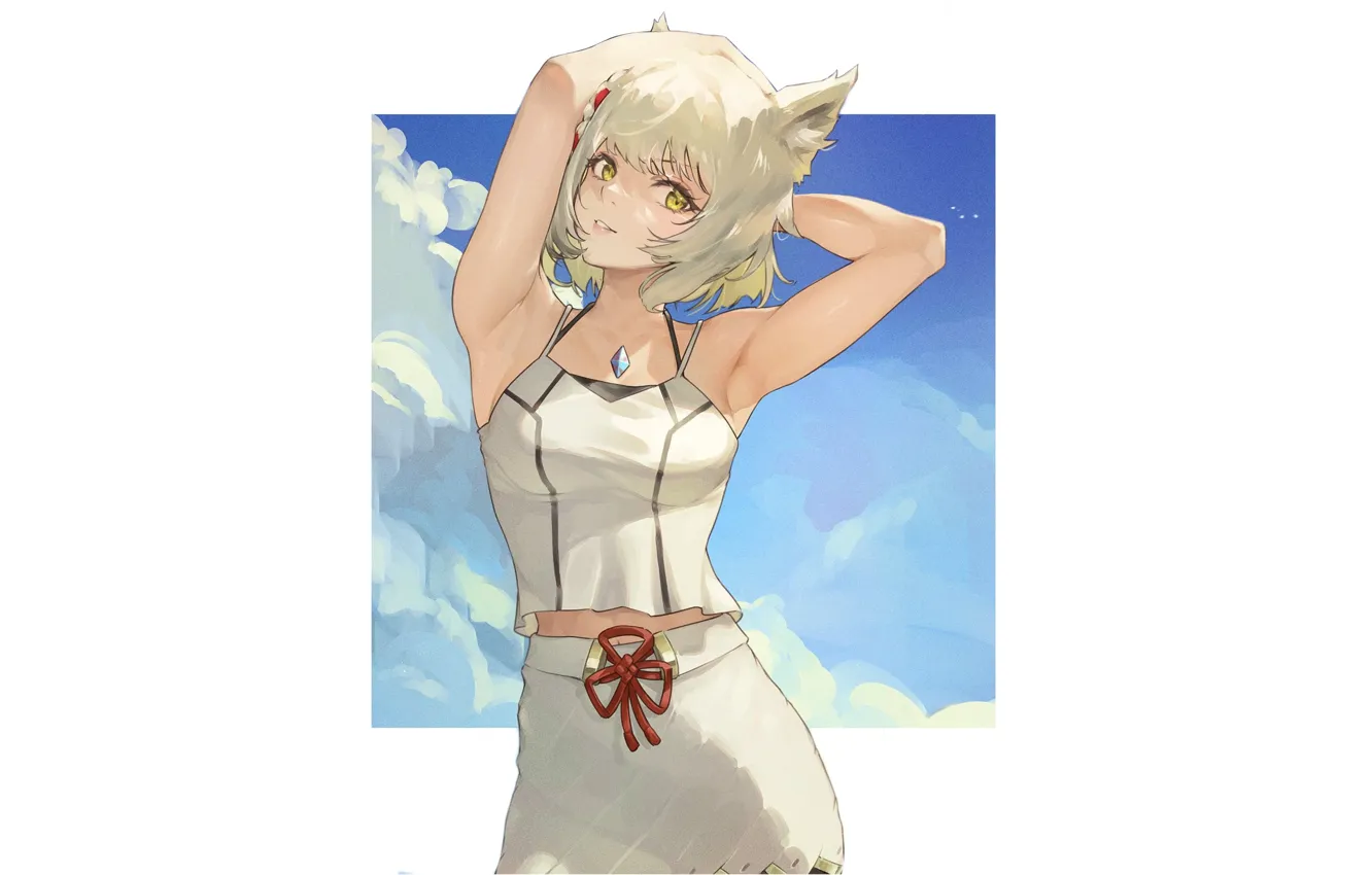 Photo wallpaper kawaii, girl, white, sexy, sky, blue, anime, babe