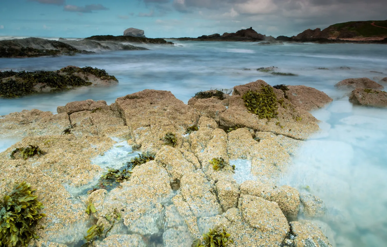 Photo wallpaper sea, landscape, nature, stones